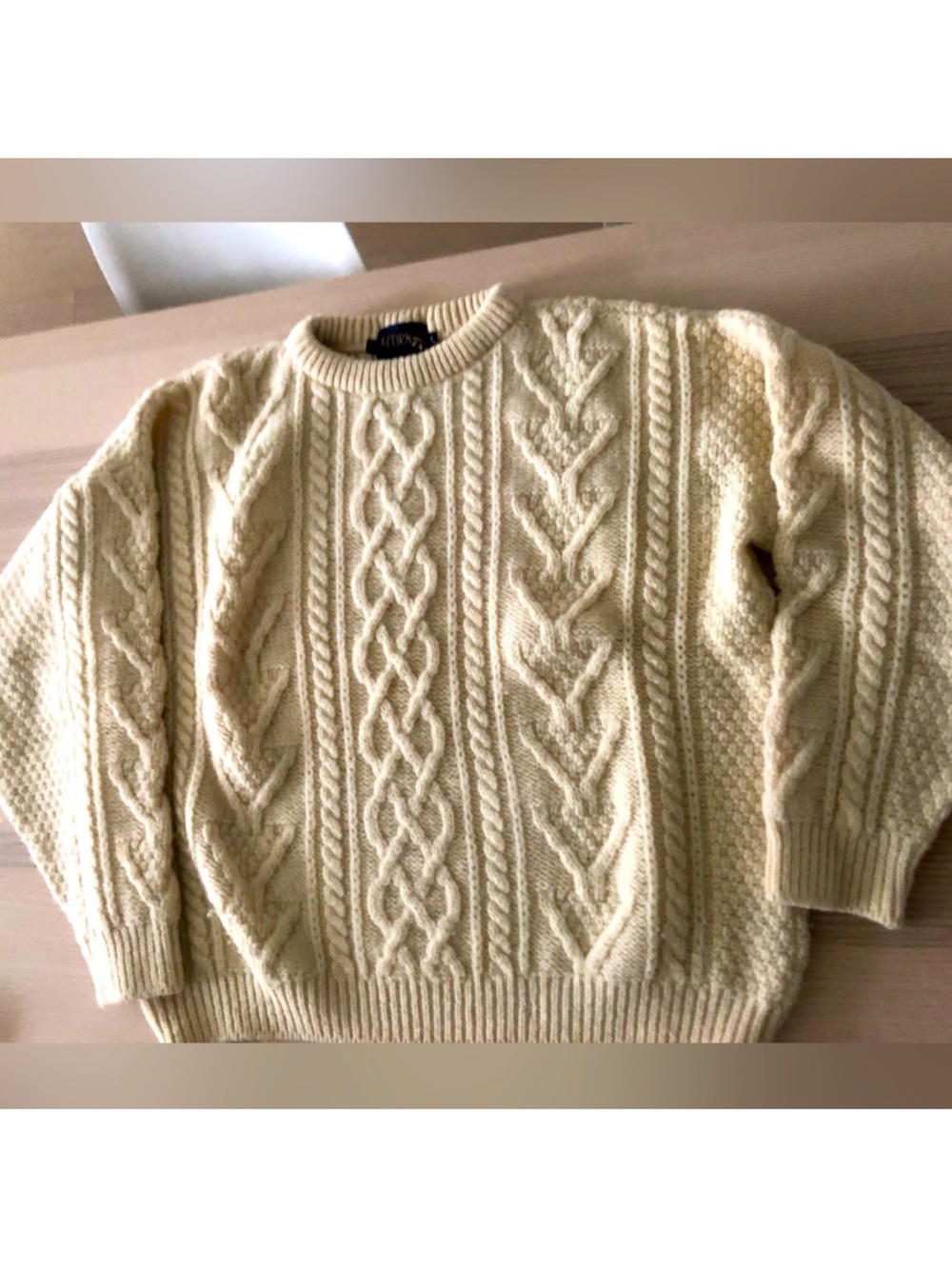 British wool thick heavy gauge cable knit sweater